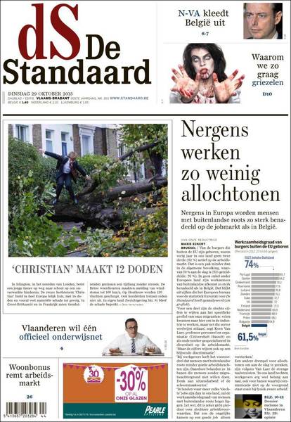 「上崗」比較不是台灣標準用語。但 "Nergens werken zo weinig allochtonen" 的構句表達方式可是很難翻成中文的。