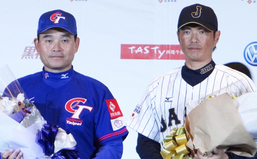 中華隊教練呂明賜與日本隊監督小久保裕紀,於7日舉辦賽前記者會。(Photo by 陳正健/台灣醒報)