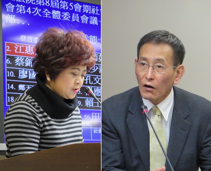 衛福部健保署長黃三桂(右)同意立委江惠貞(左)提案,將暫緩實施「藥品三同」政策。(photo by李昀澔/台灣醒報)