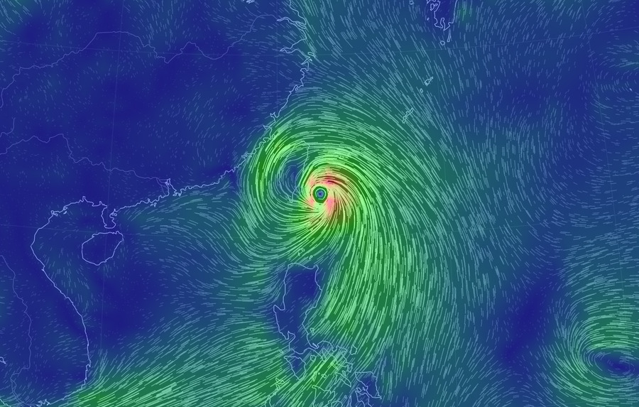 全球氣象動畫圖可以清楚顯示地球氣流與颱風狀況。(photo by Google earth)