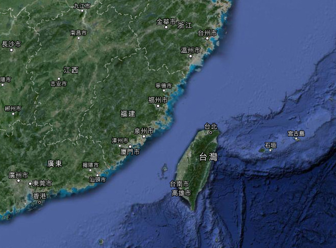 美國非常擔心兩岸之間發生台海危機,讓美國陷入是否出兵的窘境。(photo by google map)