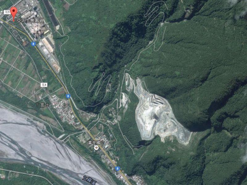環保署長李應元25日表示,未來將停止太魯閣等國家公園的開發,也就是說亞泥採礦案將停止開發。(取自Google地圖)