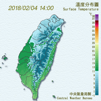 寒流再襲,持續影響台灣到7日清晨。(photo by 中央氣象局)