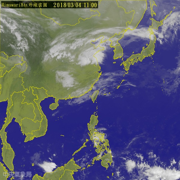 8日將有另一波鋒面通過,台灣各地氣溫將會下降2至3度,北部地區溫度下探11至13度,提醒民眾出門時多穿一件外套。(photo by 中央氣象局)