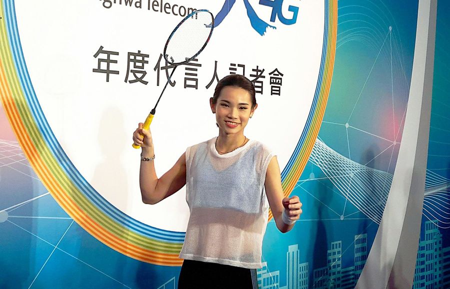 羽球球后戴資穎2日穿著運動服裝出席電信業者活動。(photo by藍苡瑄/台灣醒報)