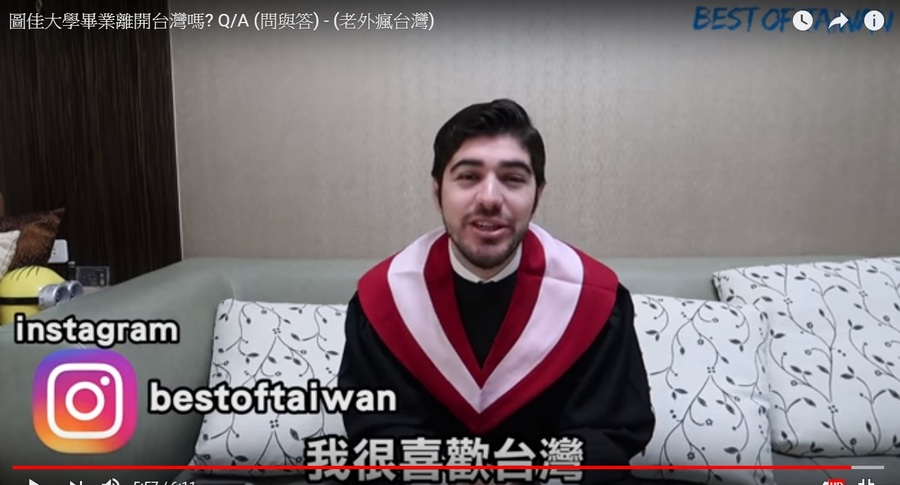 來自土耳其的圖佳,常常製作影片分享台灣的美好。(photo by Best Of Taiwan圖佳 網路截圖)