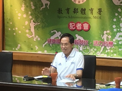 體育署代理署長王水文於12日的記者會,宣布本次歷屆最大團的亞運名單。(photo by 宋秉謙/台灣醒報)