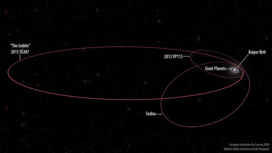 新發現的矮行星「妖精」擁有極狹長的橢圓運行軌跡。(photo by Carnegie Institution for Science, DTM, Roberta Molar Candanosa/Scott Sheppard)