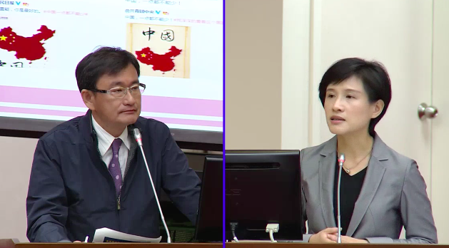 文化部長鄭麗君(右)於19日受質詢時,談及金馬獎風波的看法,她希望中國能對文化產業放下政治之手。 (photo by 網路截圖)