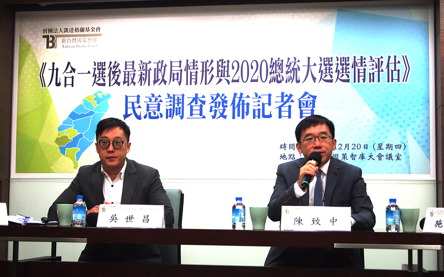 綠營智庫「新台灣國策智庫」20日召開民調發佈記者會,分析2020年總統大選可能上演的戲碼與各人的支持度調查結果。(photo by 李牧權/台灣醒報)