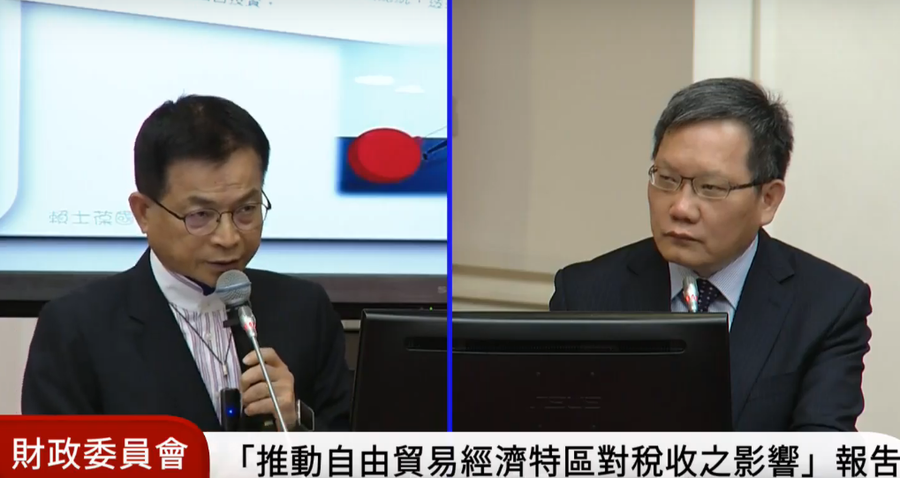 立委賴士葆23日質詢財政部長蘇建榮廢印花稅進度,質疑沒配套措施恐淪為中央請客卻由地方買單。(photo by 網路截圖)
