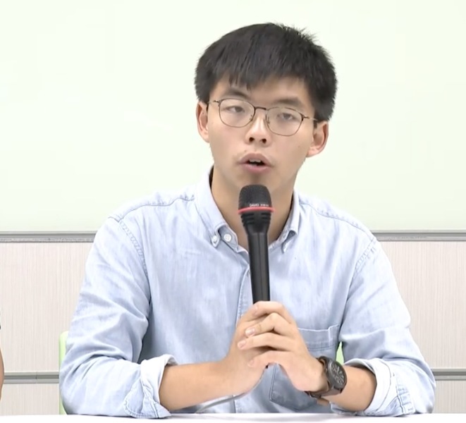 香港眾志秘書長黃之鋒於3日表示,盼台灣人能在10月1日前走上街頭挺香港,「讓今日的台灣成為明日的香港。」。(photo by網路截圖)