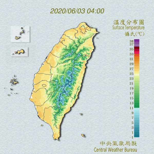3至5日「滯留鋒」在東海至台灣北部海面徘徊,呈現「炎熱如夏」的天氣,要注意防曬,避免中暑。(photo by 中央氣象局)