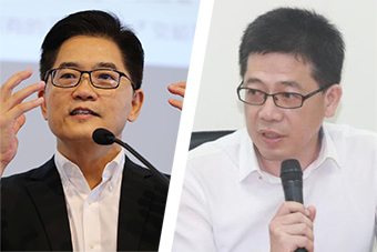 黃健庭(左)被提名為監察院副院長、謝立功(右)被挖角擔任民眾黨秘書長,百年老店的國民黨人才凋零。(Photo from 臉書)