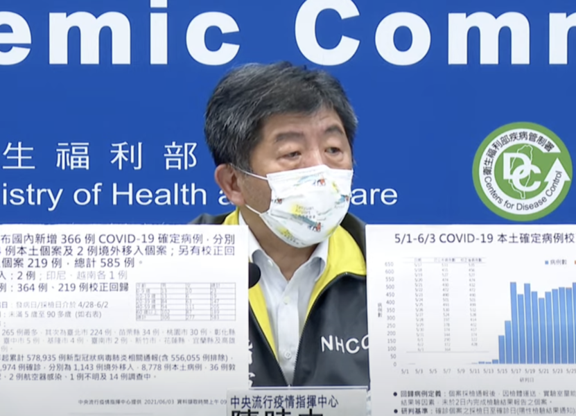 陳時中表示,疫情出現不好的跡象。(直播截圖)
