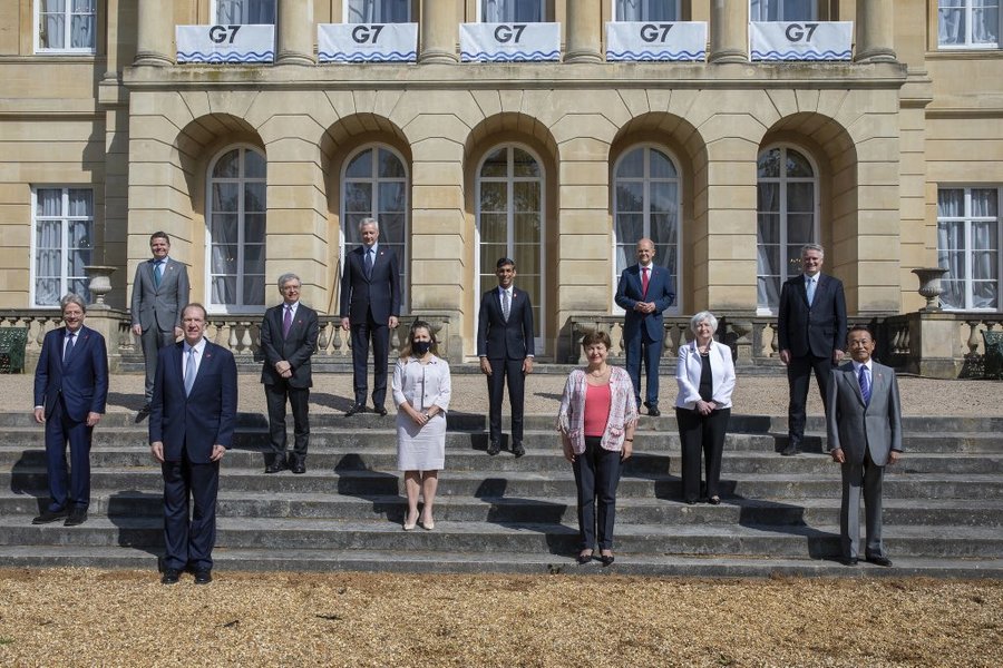 G7財長會議同意制定至少15%的最低企業所得稅,朝終結跨國避稅邁出重要一步。(photo by @RishiSunak via Twitter)
