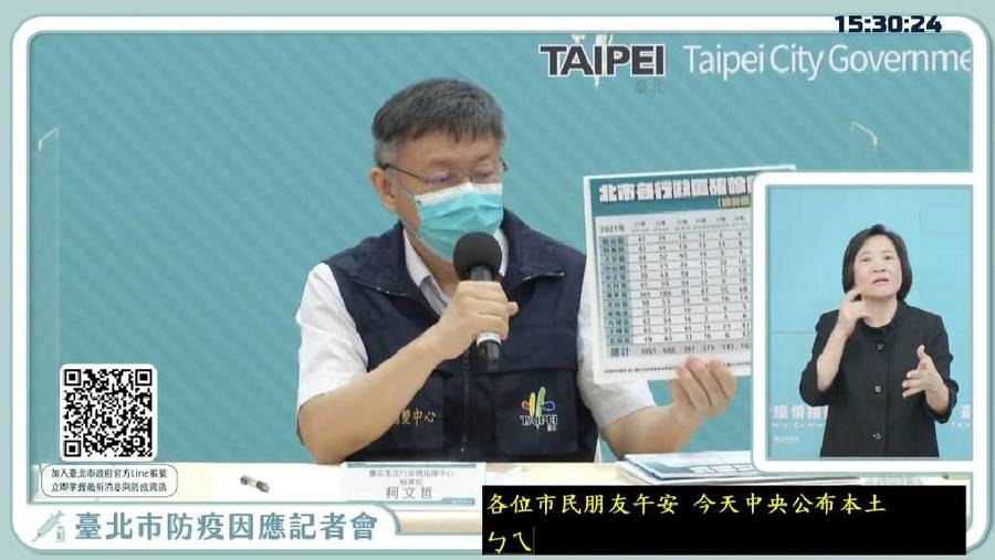 台北市14日新增10例確診,市長柯文哲也公布新的紓困措施。(直播截圖)